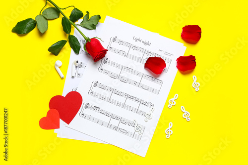 Music sheets with treble cl...