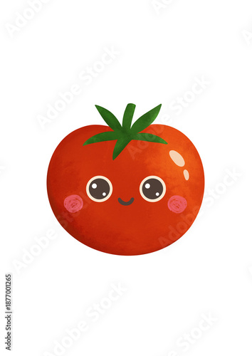Cute Tomato Character Illustration in Kids Cartoon Style. Food character. Nursery art. Food illustration