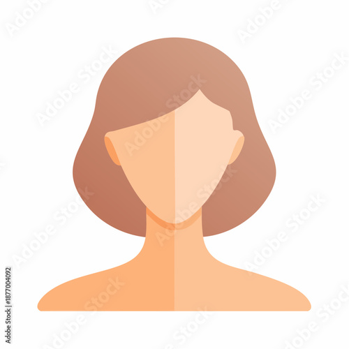 Woman's faceless portrait with short bob haircut, gradient skin tone, modern and minimalist design for diverse applications