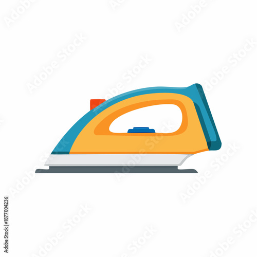 Flat iron for laundry and textile care. Household appliances. Ironing clothes. Modern electric iron vector icon for textile.