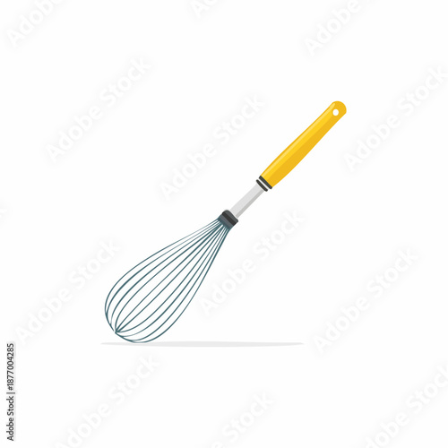 Whisk with Yellow Handle for Mixing Culinary Ingredients in Baking and Cooking Preparation