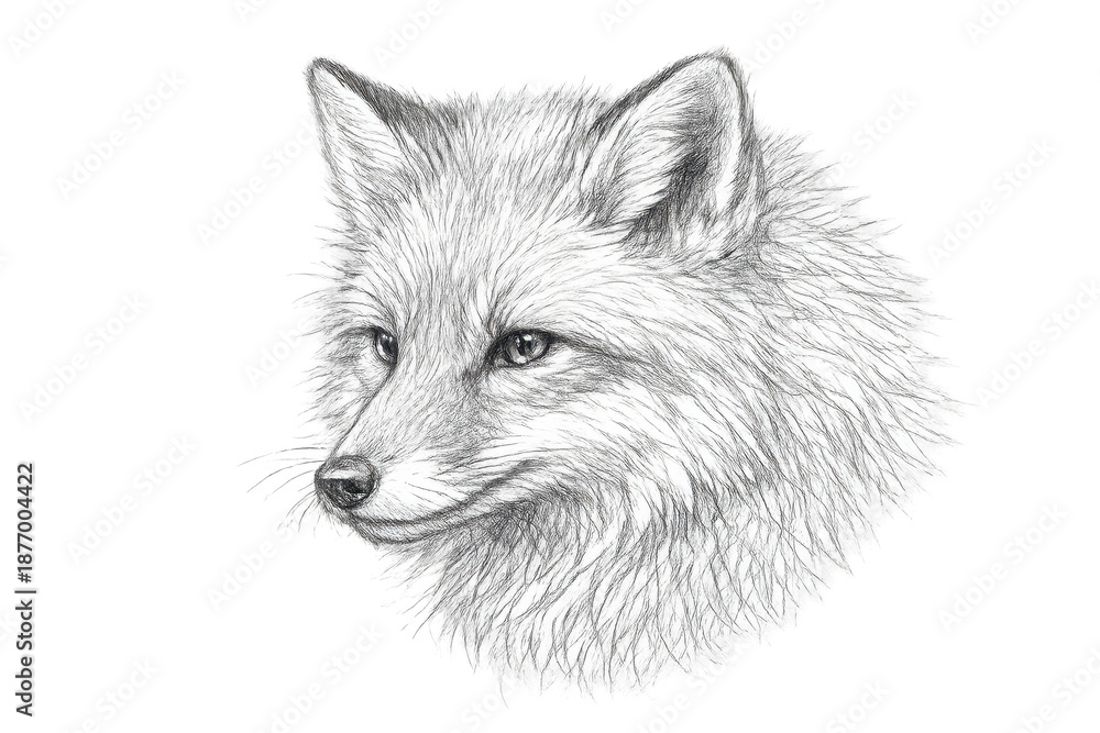 Naklejka premium Detailed fox drawing on transparent background art illustration image