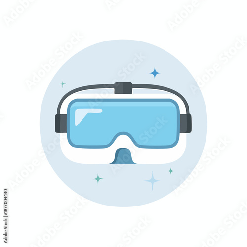 VR goggles vector icon illustration depicts immersive tech with a stylized design and clean lines.