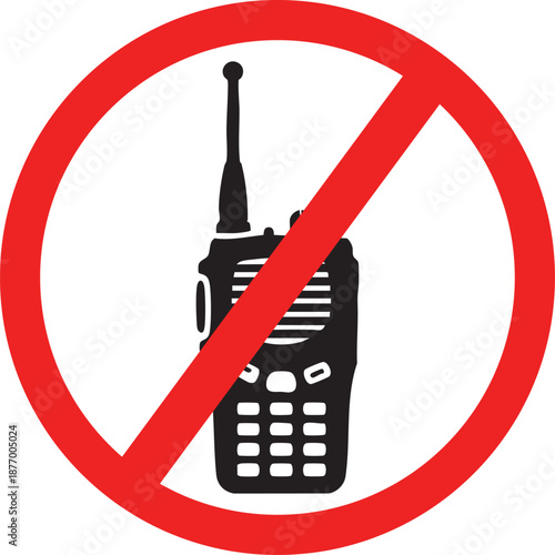 No walkie talkie sign prohibition symbol for radio communication flat vector illustration isolated on white background