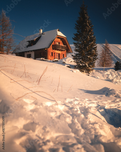 Alpine Village of Falkertsee in Austria During Winter Morning