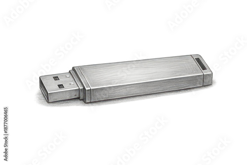 Wallpaper Mural Metallic USB Drive on transparent background, portable data storage Torontodigital.ca