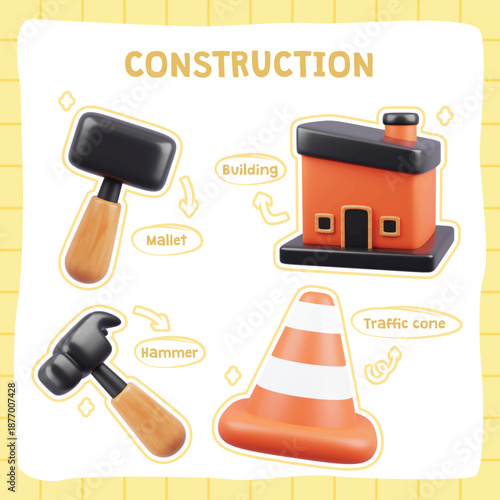 3D rendering of building construction equipment