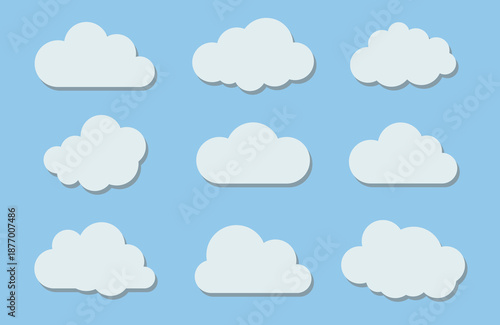 Big vector set of thirty-six white cloud shapes
