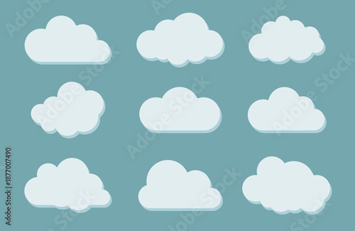 Big vector set of thirty-six white cloud shapes