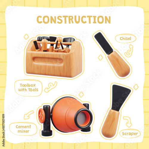 3D rendering of building construction equipment