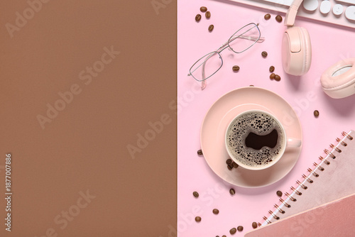 Cup of coffee with notebook...