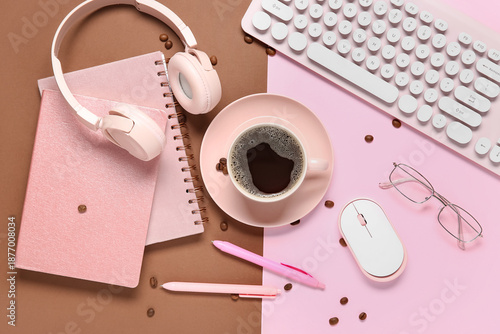 Cup of coffee with notebook...