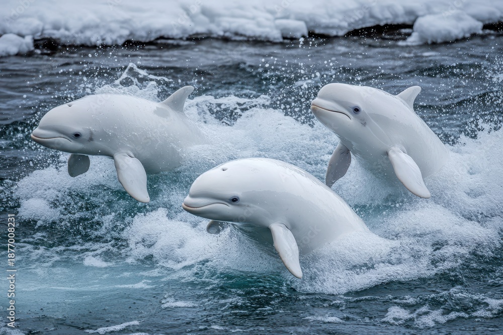 Fototapeta premium Belugas in Churchill Hudson Bay Canada