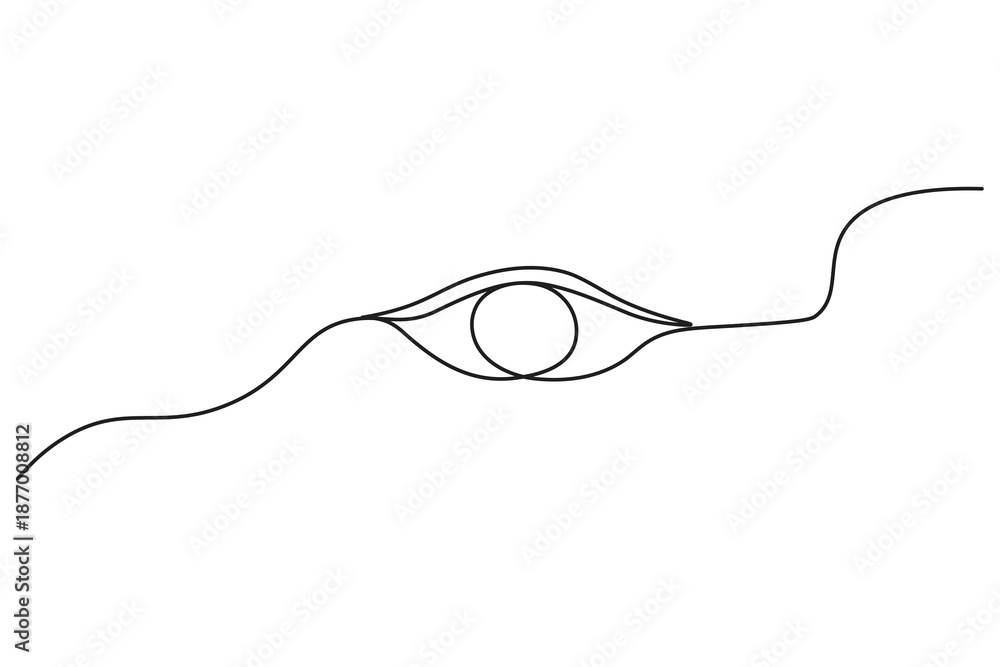 Fototapeta premium Eye continuous one line drawing minimalist outline illustration with simple curved arc shape