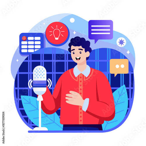 A flat style illustration depicting voice recorder