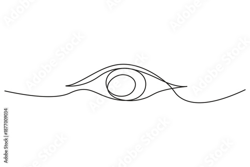 Eye continuous one line drawing minimalist outline illustration with overlapping curved lid lines
