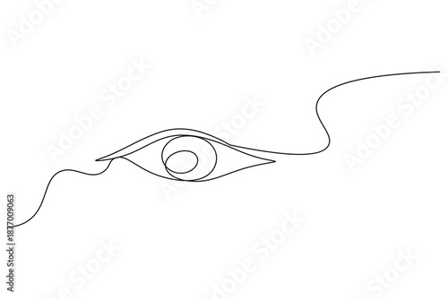 Modern eye continuous one line minimalist illustration with multiple curved eyelid strokes