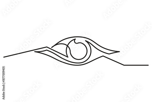 Clean eye continuous one line outline illustration sharp stylized gaze