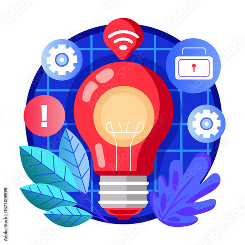 A flat style illustration representing smart light