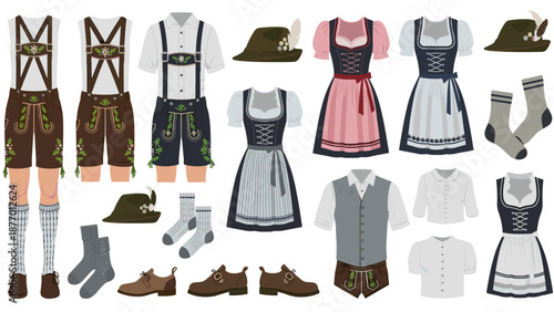 Traditional bavarian clothing and accessories for men and women