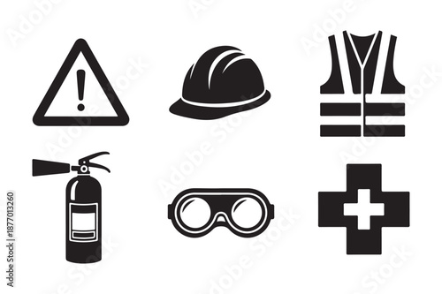Occupational Health and Safety Construction Equipment Icon Set