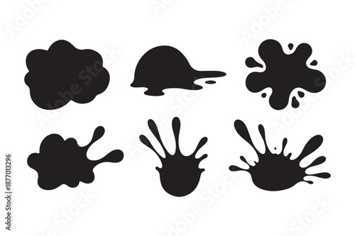 Black Ink Paint Splatter and Liquid Splash Graphic Elements