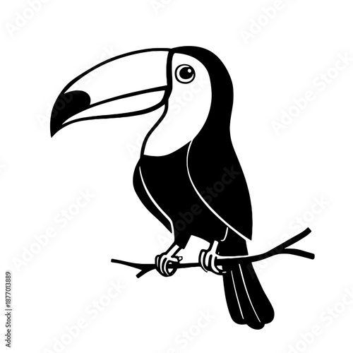 Toucan. Toucan simple black and white line art vector logo