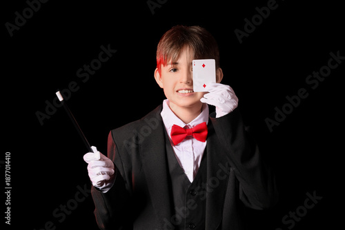 Little magician with wand a...