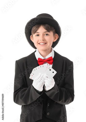 Little magician with playin...