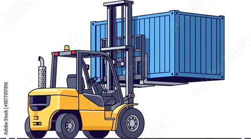 Container Handling Vector Illustration for Port Logistics, Industrial Transportation and Cargo Management Systems