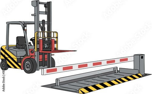 Loading Dock Equipment Vector Illustration for Warehouse Shipping Operations and Industrial Cargo Handling