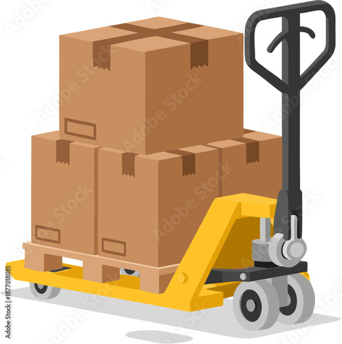 Pallet Jack Vector Illustration for Warehouse Material Handling and Industrial Logistics Transport