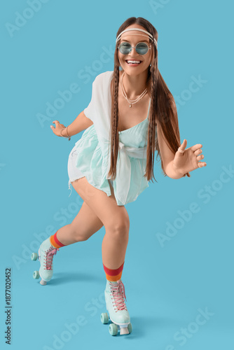 Young happy female hippie i...