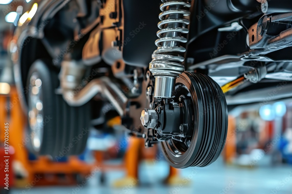 Fototapeta premium Suspension components and design of a contemporary vehicle Repairs and replacement parts