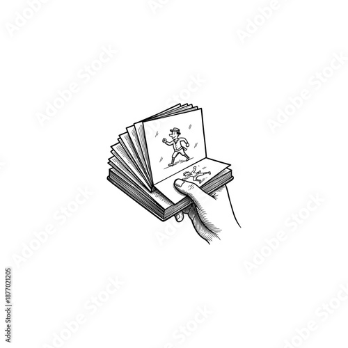 Vintage flip book engraving.