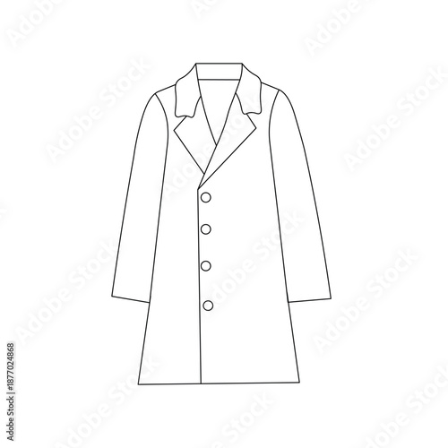 Minimalist Line Drawing of Long-Sleeved Coat with Collar and Four Buttons Down the Front