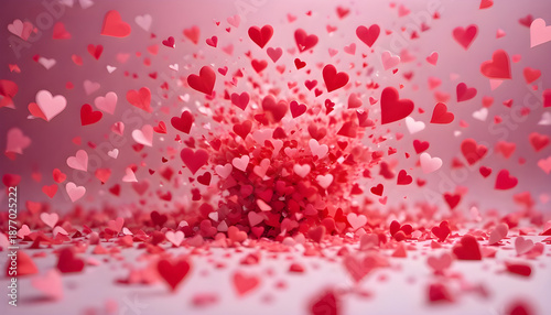 Wallpaper Mural Exploding Burst of Red and Pink Hearts Creating a Romantic Background for Valentine's Day Torontodigital.ca