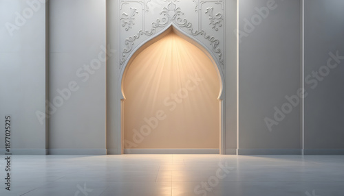 Wallpaper Mural Elegant Minimalist Interior with an Arched Niche and Soft Glowing Light Torontodigital.ca