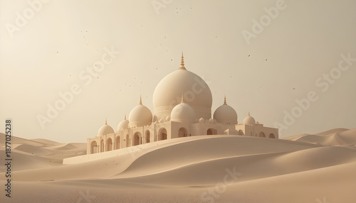 Wallpaper Mural Majestic White Mosque Architecture Surrounded by Vast Desert Sand Dunes Torontodigital.ca