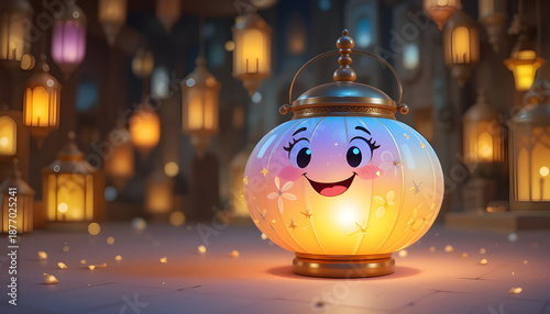 Wallpaper Mural Adorable Glowing Lantern Character with a Smiling Face and Magical Light Torontodigital.ca