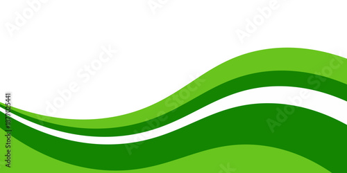 Abstract White and Green wave wide background banner