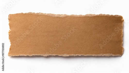 Isolated Short Kraft Paper Piece With Ripped Edge
