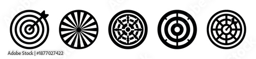 Target icon vector isolated on transparent background including dartboard bullseye game precision accuracy focus symbol flat circle aim goal objective strategy concentric round shooting graphic set