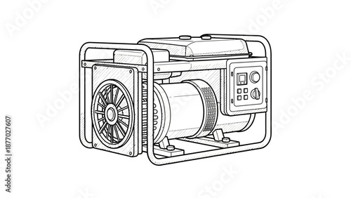 Portable Generator Machine with Control Panel.