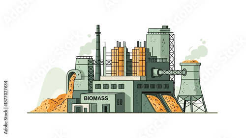 Biomass Power Plant Facility Industrial Building.