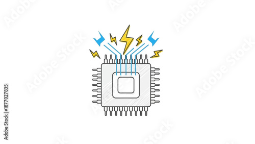 Microchip Electronic Component with Lightning Bolt.