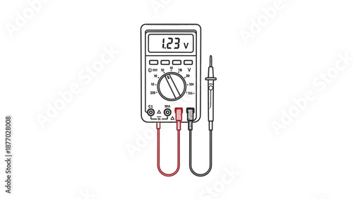 Digital Multimeter Device with Probe and Leads.