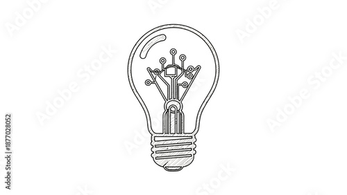 Simple Line Drawing of Light Bulb.