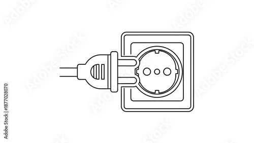 Electrical Plug Connected to Socket Outlet.