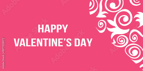 Valentine's Day template vector illustration, card, banner. Hand drawn lettering and calligraphy with cute heart on pink background. Valentine's day concept.